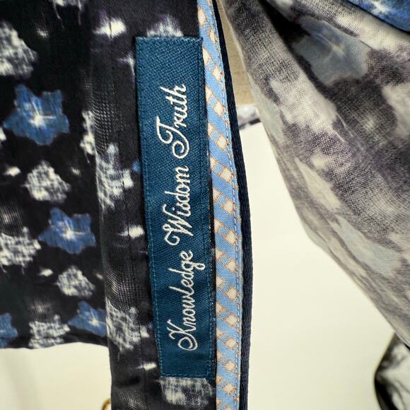 Robert Graham Woven Button Front Long SleeveShirt Black Navy Geometric Print M - Picture 4 of 9